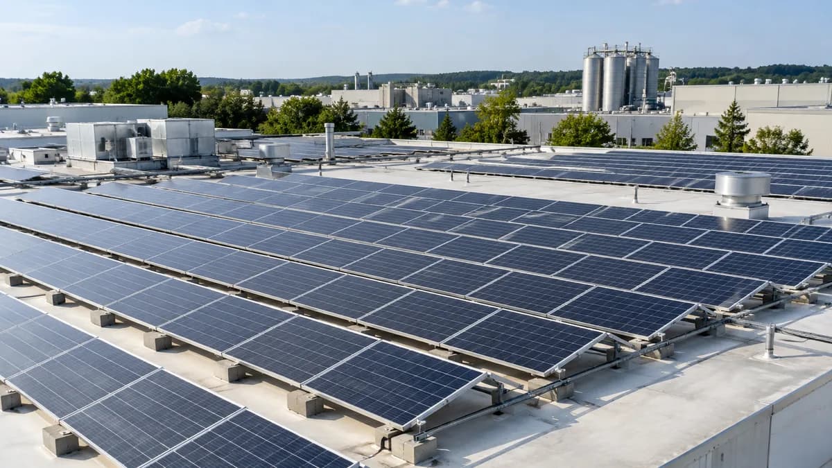 Illustrative solar installation on a factory roof